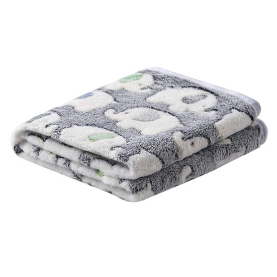 Pet Winter Blanket Super Soft Elephant Pattern Cozy Coral Fleece Cartoon Style Washable Dog Puppy Cat Throw Cage Sleeping Blanket