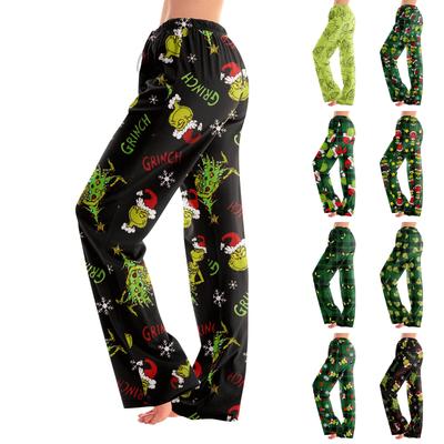 Pajama Pants Sleepwear Casual Drawstring Elastic Waist Pants Comfy Straight Yoga Loose Trousers