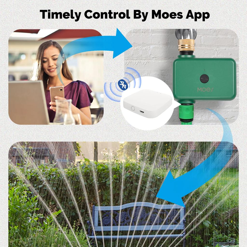 MOES Tuya Smart Bluetooth 1-Outlet Valve Sprinkler Water Timer Auto Programmable Controller Rain Delay Filter Washer App Control