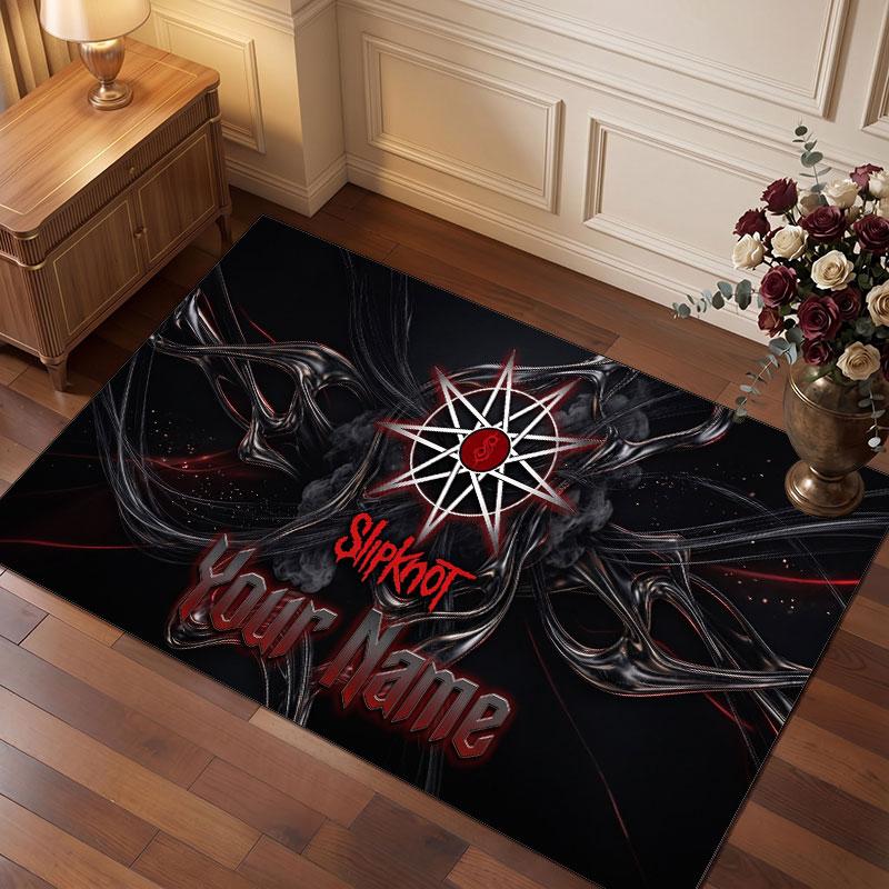 Slipknot Personalisierter Kristall-Samt-Teppich, Benutzerdefinierter Namens-Text Weicher Anti-Rutsch-Teppich für Wohnzimmer Schlafzimmer