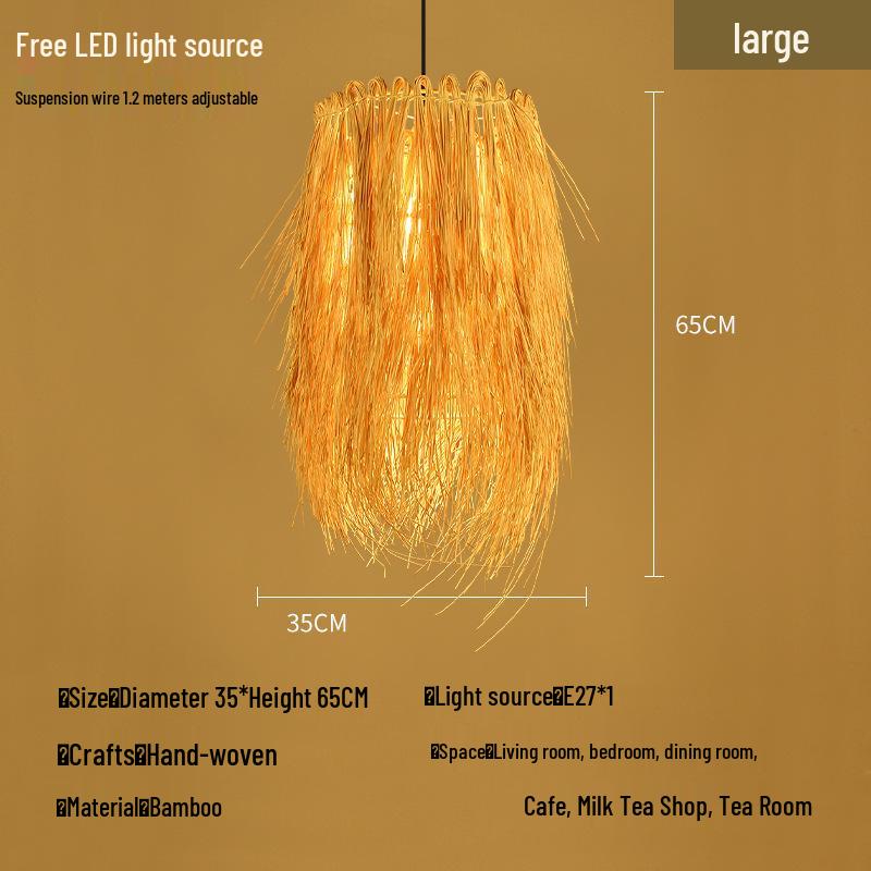 Bamboo Rattan Pendant Lamp: New Chinese & Japanese Style Zen Lighting for Tea Room & Dining, Antique Lantern Design.