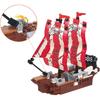 3in1 Pirate Ship Building Set with Treasure Island, Toy Pirates Island Building Kit, Outpost with Slide and Seesaw, Creative Playset Pirates Themed