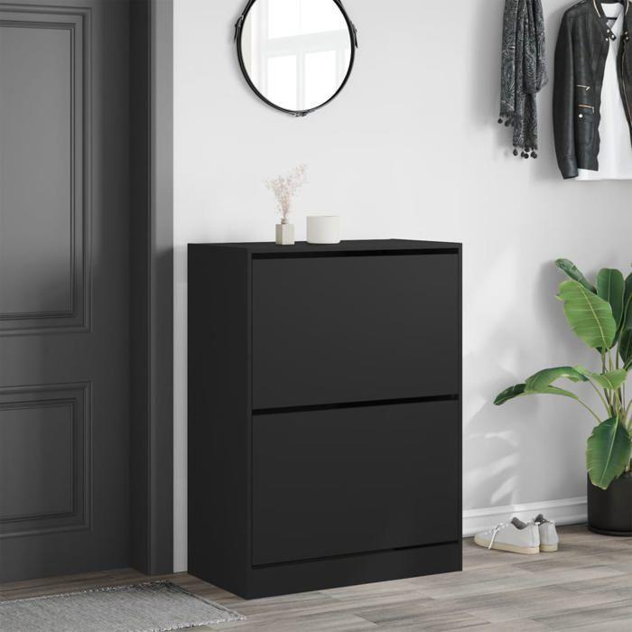 VidaXL Armoire à Chaussures 2 Tiroirs Rabattables, Étagère à Chaussures avec Rangement, Meuble à Chaussures Salon, Moderne, 3214400