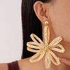 Bohemian Hand-woven Flower Silver Needle European and American Summer Vacation Style High-end Exaggerated Earrings 