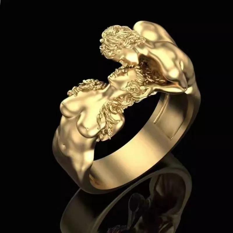 Popular Fashion Rings with Exquisite Creativity, Multi Person Couples' Palm Sized Beauties, Exaggerated Series of Character Rings
