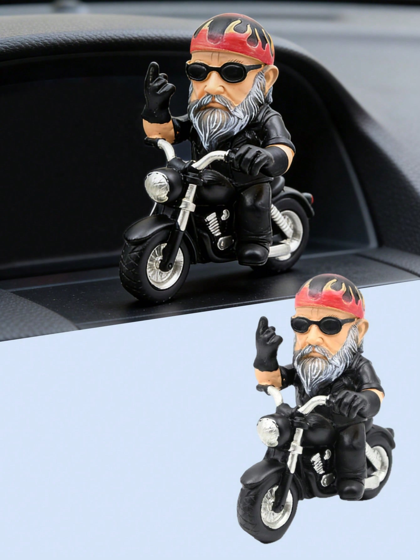 

Dwarf Riding Motorcycle Statue - Resin Material, Punk Style Car Ornament, Unique Gift for Motorcycle and Car Enthusiasts
