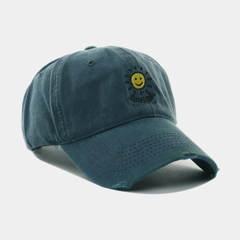 Nouvelle casquette de baseball lavée de haute qualité, petite broderie soleil, pour hommes et femmes, célébrité Internet, mode décontractée polyvalente