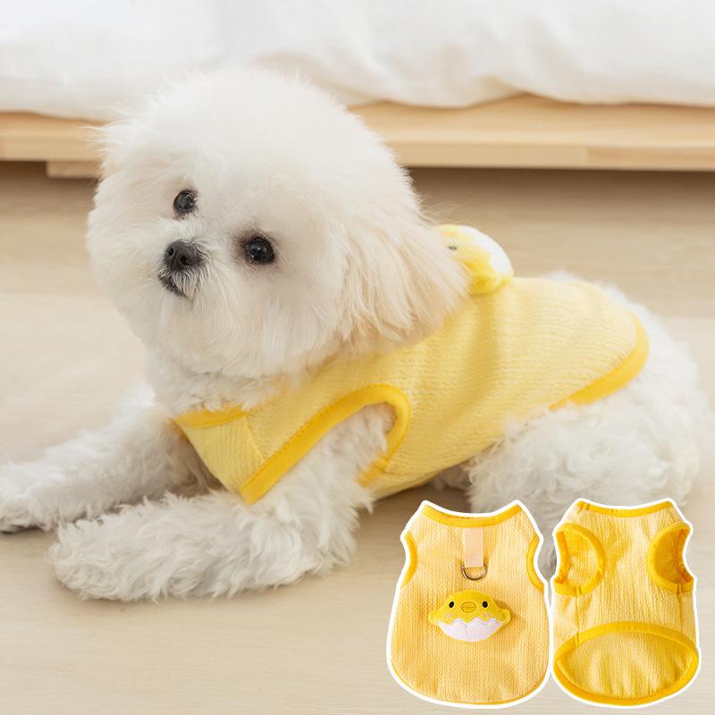 Dog clothes cute style three-dimensional chick traction vest thin breathable cat bipod teddy pet clothes