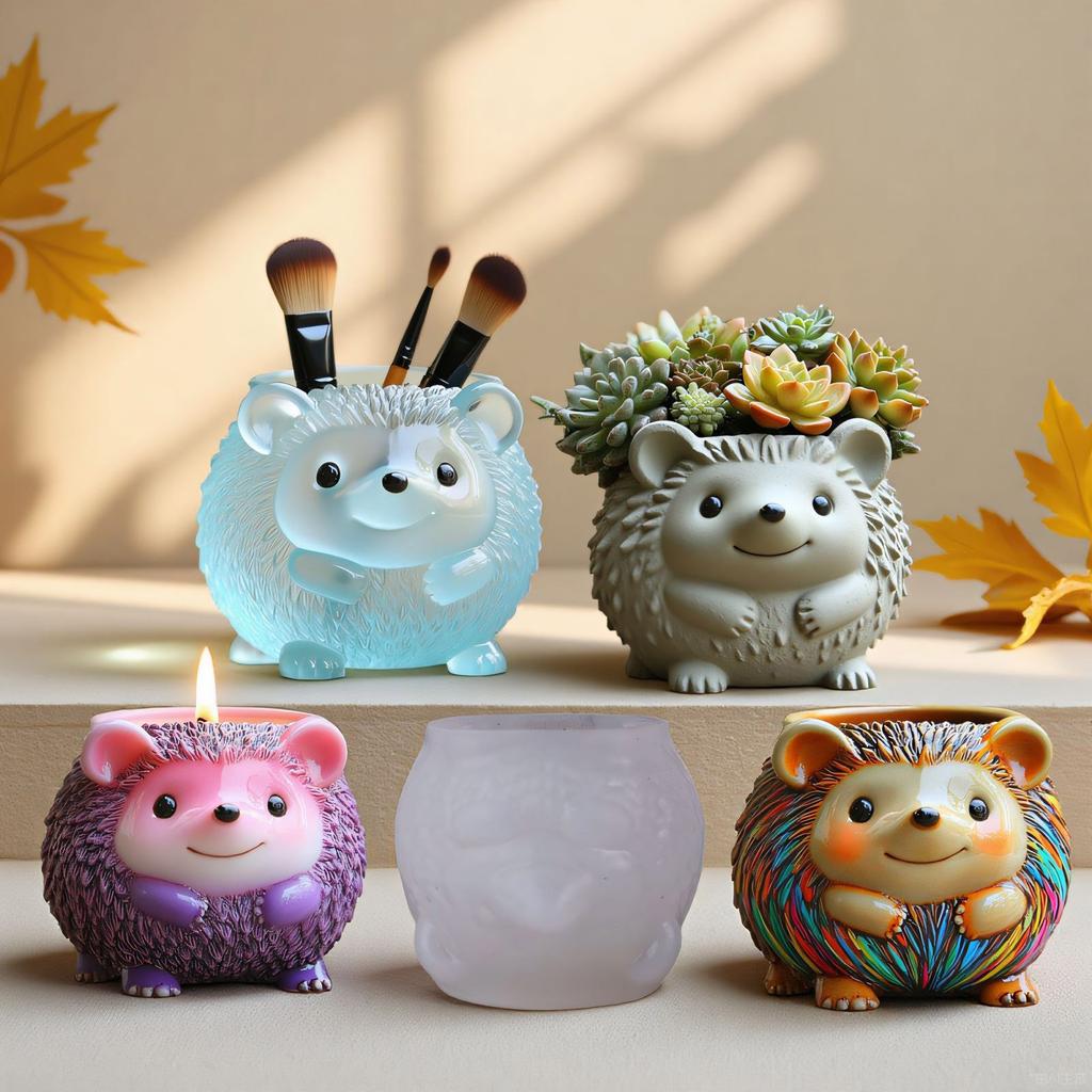 Reusable Silicone Hedgehog Mold Silicone Texture for Handmade Resin Art Crafting Decorative Planters Unique Gift Ideas
