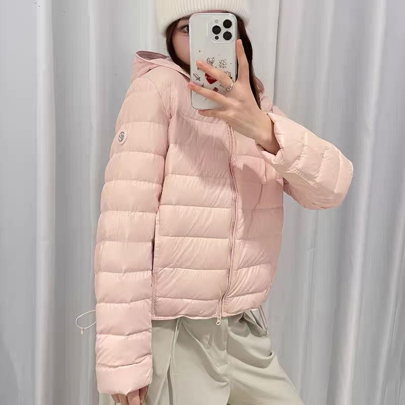 Down Jacket Women's Short Autumn and Winter New White Duck Down Ribs Versatile and Thin Lightweight Hooded Warm Jacket