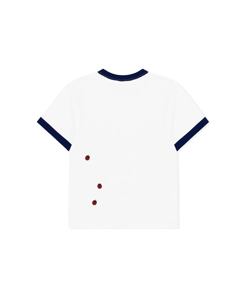ESCAPEFROM Logo Ladybug Print Ringer Short Sleeve T-Shirt Navy