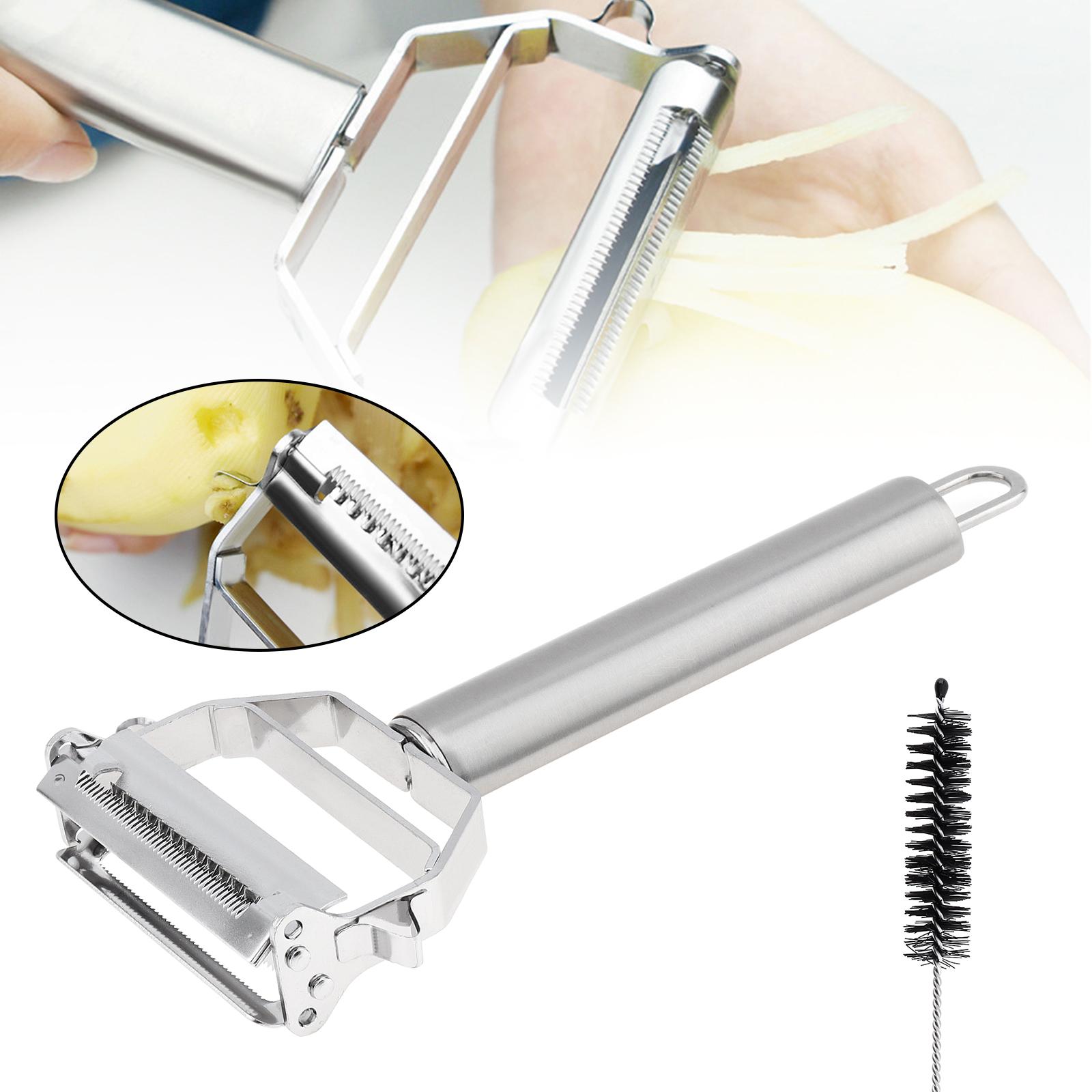 

Stainless Steel 2pcs Double Head Peeler Shredder Multi Purpose Fruit Vegetable Planer Heavy Duty Easy Clean Kitchen Time Saving Tool