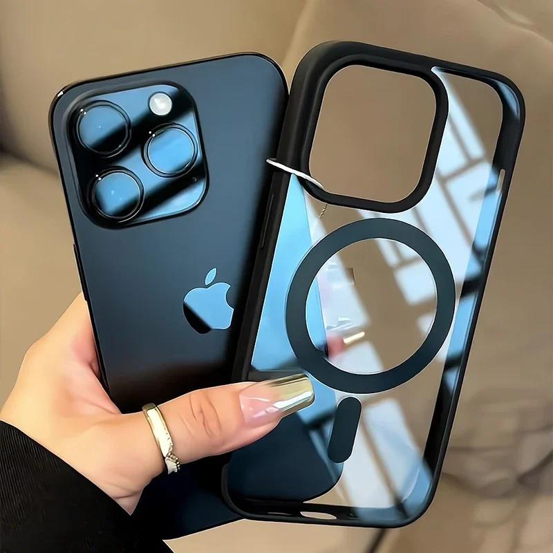 Transparent For Magsafe Magnetic Case For iPhone 16 17 Air 16e 15 14 Plus 13 12 11 Pro Max Wireless Charging Hard Protect Cover