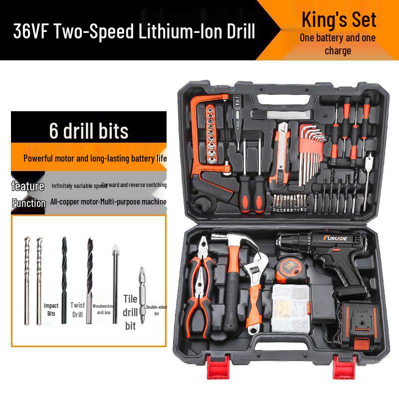 Electric Drill & Multi-Tool Set for Household and Woodworking Repairs.