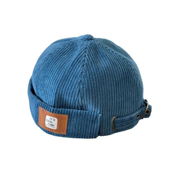 

Шапка бини хип-хоп с подворотом без козырька винтажная весенняя для повседневной носки вельветовая мужская матроска кепка землевладельца шапка-череп уличная одежда синий