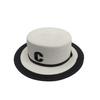 Straw Flat Top Top Hat Women's Summer  Retro Beach Vacation Sun Protection Straw Sun Hat Luxury Brand Panama Cap Wholesale