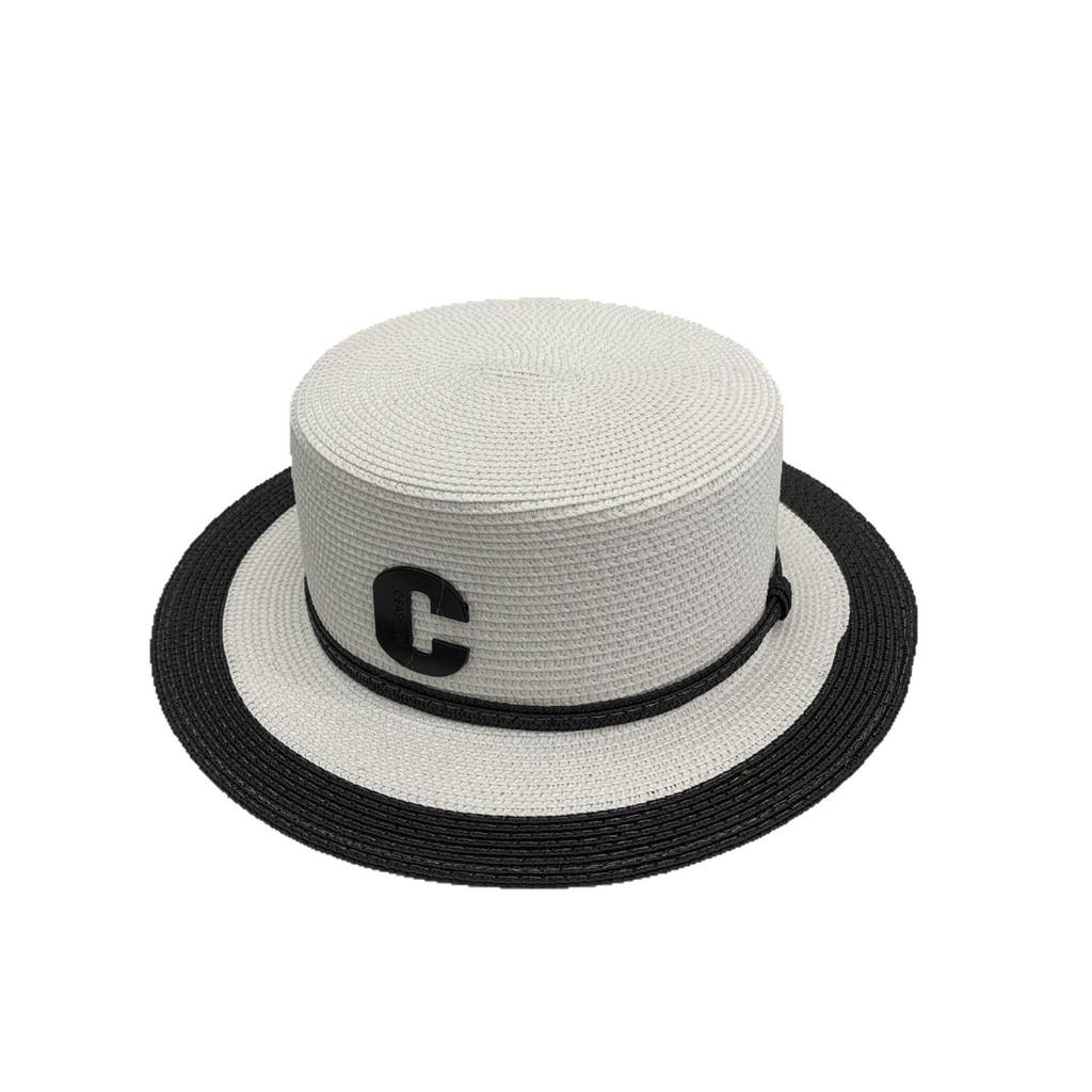 Straw Flat Top Top Hat Women's Summer  Retro Beach Vacation Sun Protection Straw Sun Hat Luxury Brand Panama Cap Wholesale