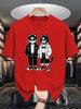 Unisex Crew Neck Tee Cool Couple Cats Streetwear Graphic Print Soft Cotton Loose Breathable Short Sleeve Summer Casual Street Tops