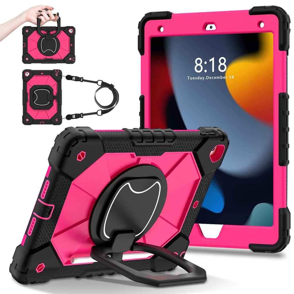 Rotating Heavy Duty Case for IPad 10.2 2019 2020 2021 7th 8th 9th Generation Armor Stand Cover with Handle Grip Shoulder Strap