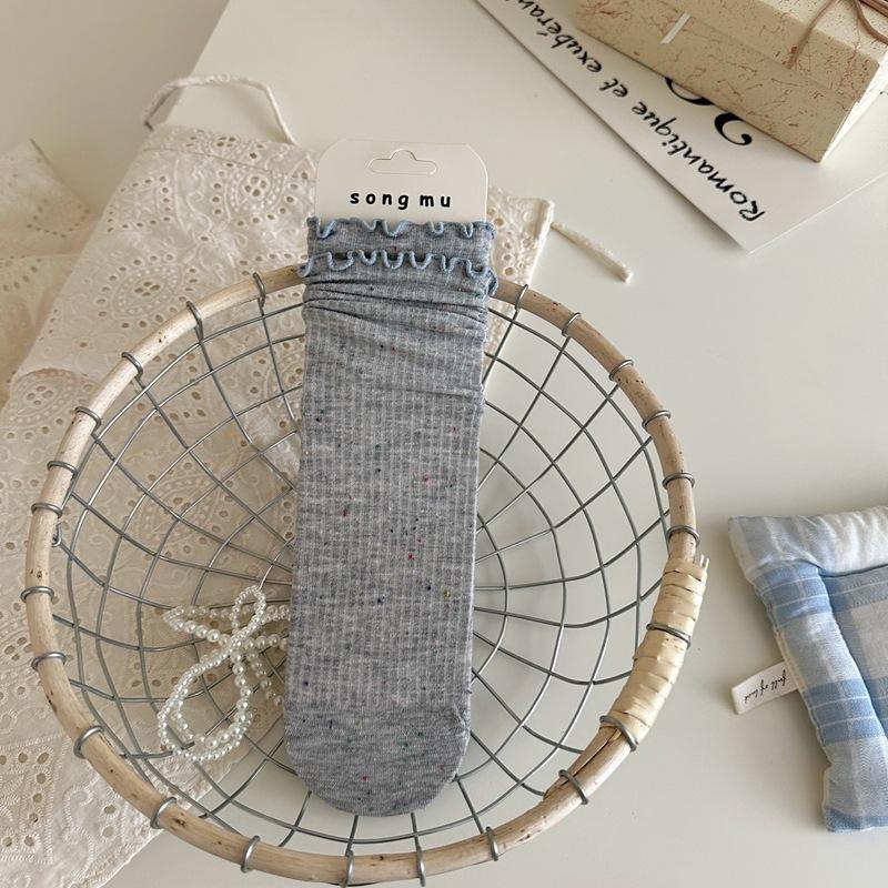 Twist Button Wool Socks Children'S Medium Tube Socks Korean Thickened Warm Maillard Long Texture Stacking Socks