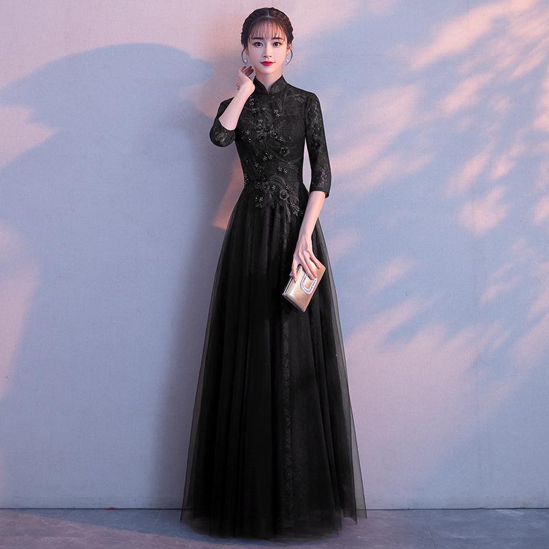 Celebrity evening dress 1011 new host elegant dignified atmosphere princess banquet slim and thin dress summer