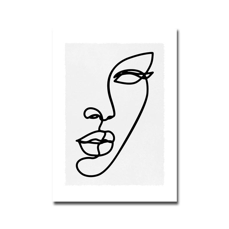 

Абстрактная танцовщица Минимальный постер Женское лицо Линия Художественная печать Черно-белая картина на холсте Скандинавская настенная картина Гостиная Домашний декор 21x30cm No Framed