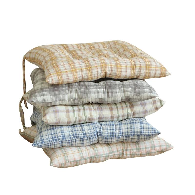 Student Fart Pad Office Supplies Strap Thicken Cotton Pad Winter Checkered Warm Cushion Window Seat Cushion