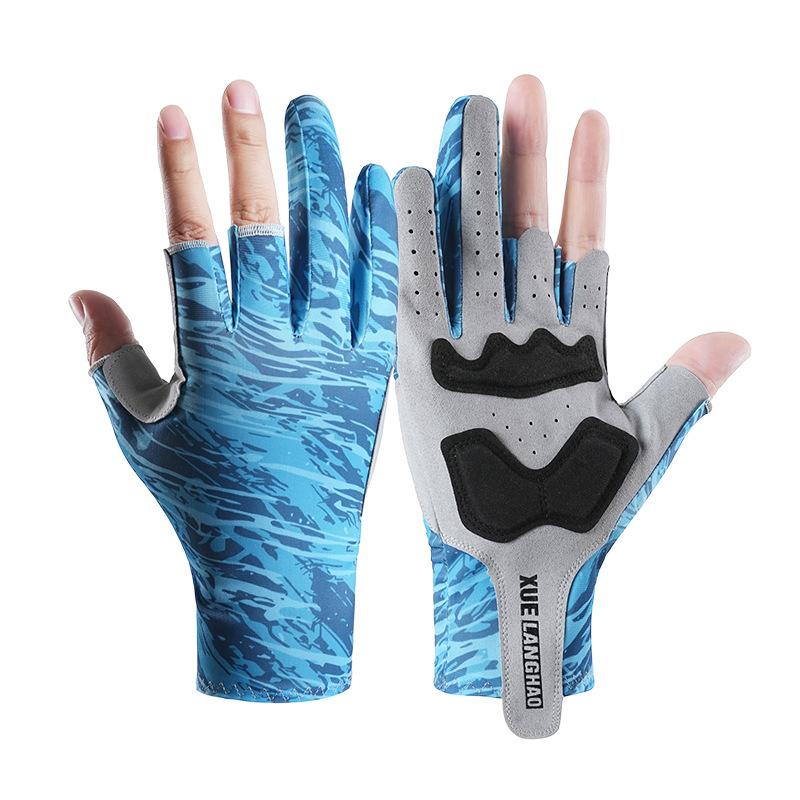 Sun Protection Fishing Gloves Sun Protection Men and Women Outdoor Sports Gloves Exposed Three Finger Ice Silk Fitness Cycling Fishing Gloves·