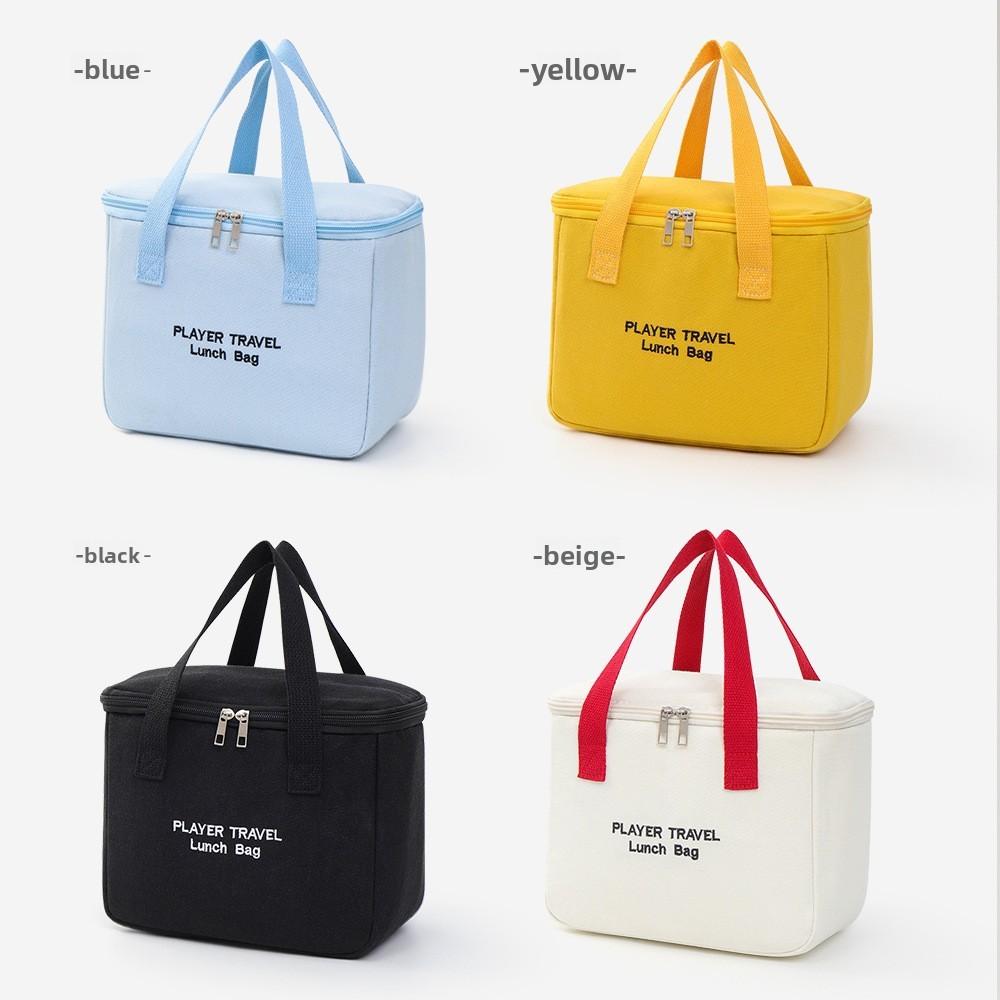 Letter Canvas Insulated Lunch Bag Large Capacity For Office Workers