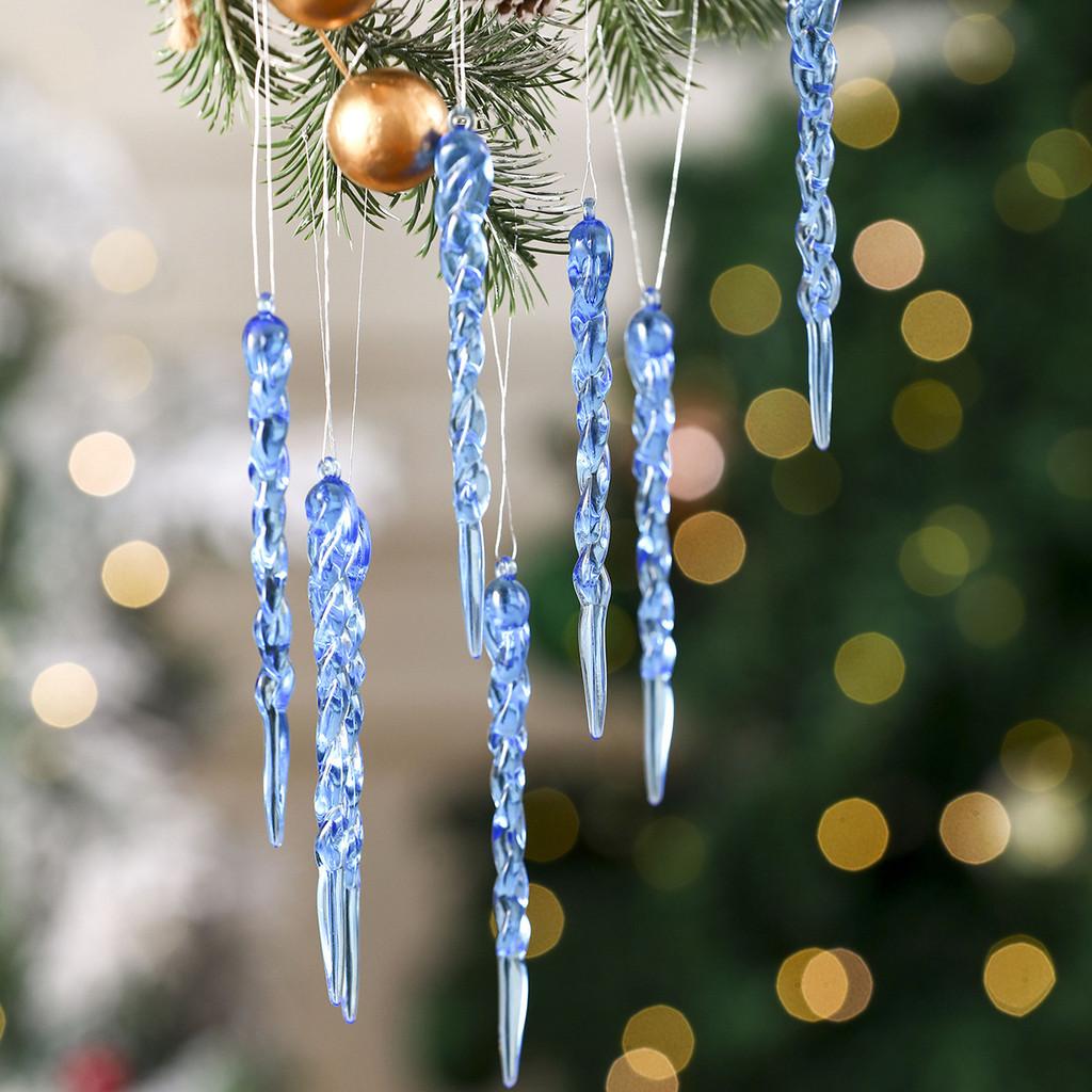 Tree Christmas Decor Snowflake Hangings Ornaments Set Ice Pendant Sculpture