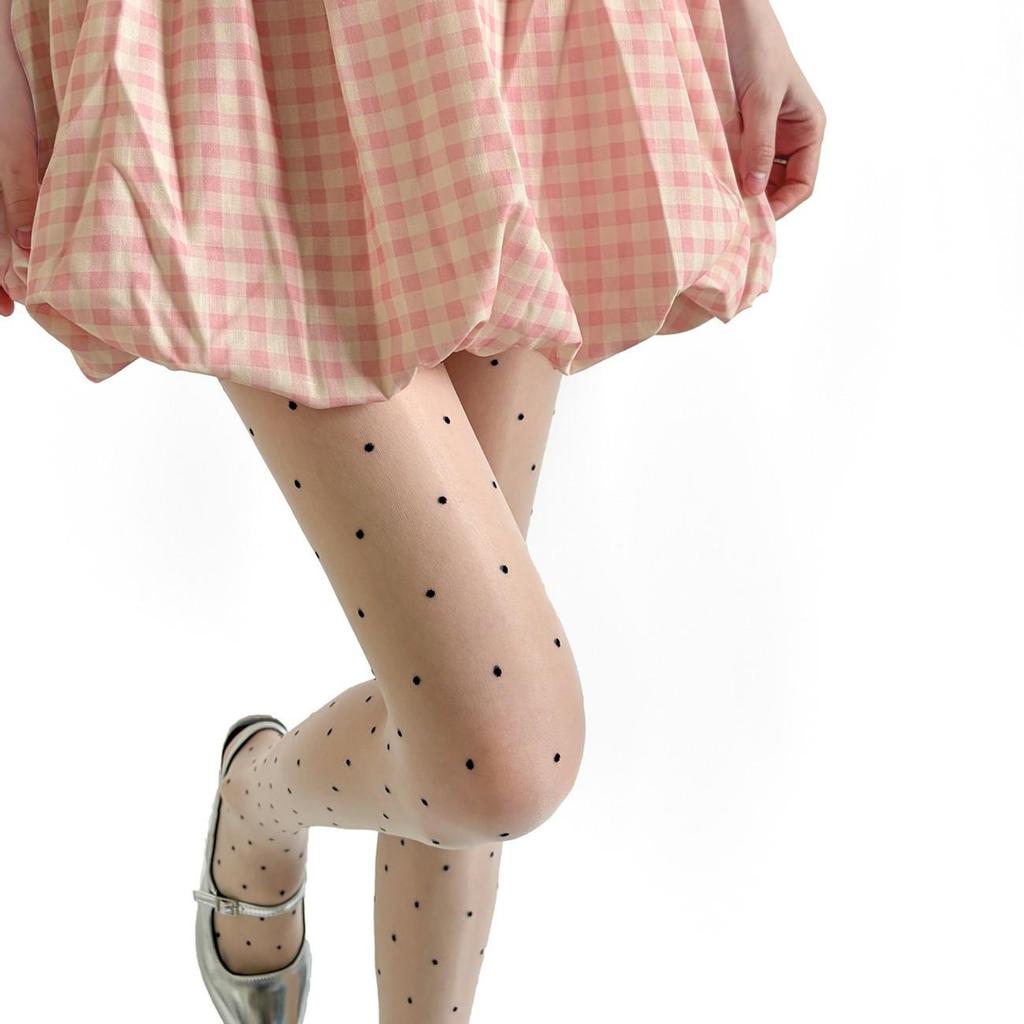 Aurora Polka Dot Jacquard Silky Slimming Stockings for Women, Summer Tights