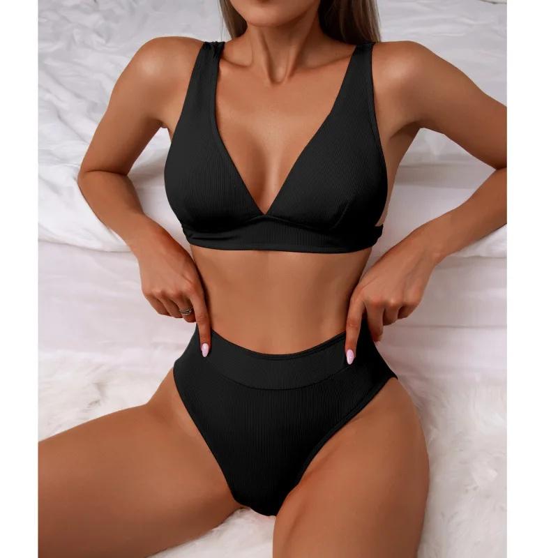 Sexy High-Waist Bikini Swimsuit 2025 New Independent Station Cross-Border Swimwear Separate Station Hot Sale Sensual Bikini Set