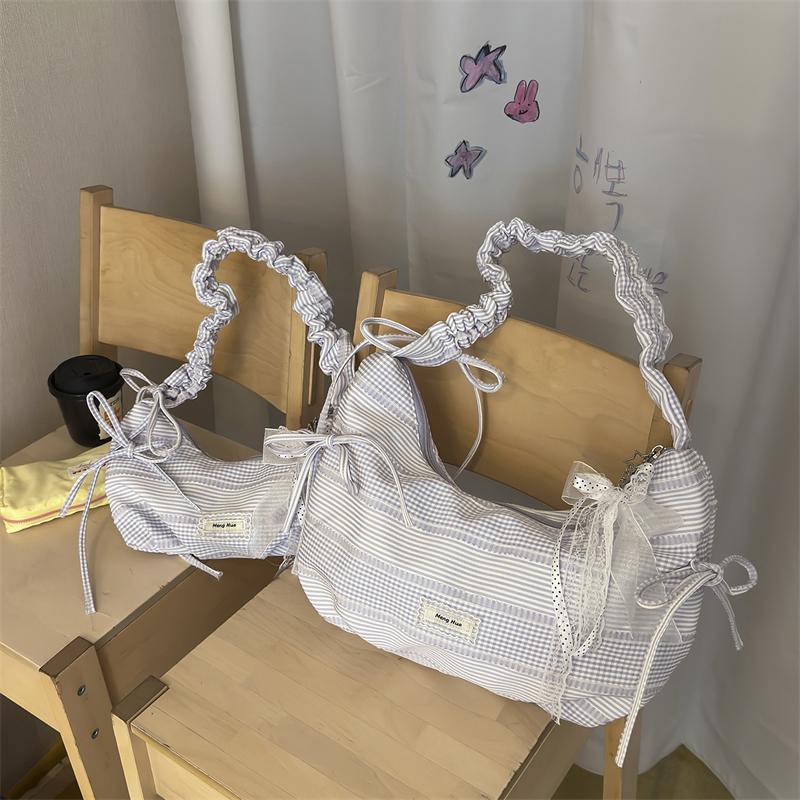 Borsa a mano da donna con fiocco e pieghe, borsa da spalla