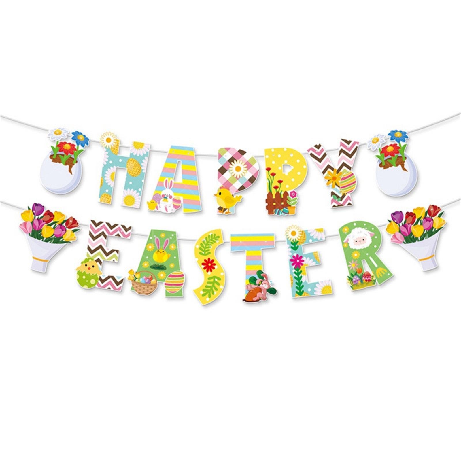 

Easter Party DecorationDaisy Easter Egg Chicken Happy Easter Banner one size