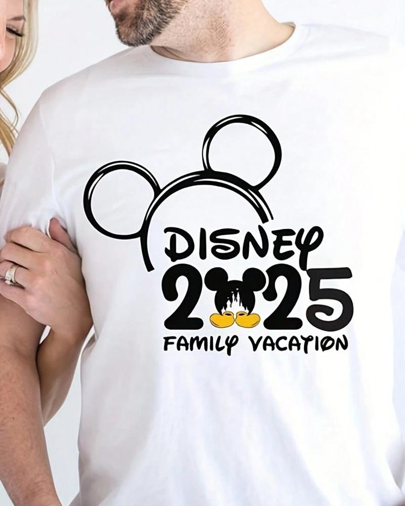 Disney Castle Family Vacation 2025 Shirts Family Matching Outfits Oversized Couple Clothing Women's T-shirt Y2k Clothes Tees Top