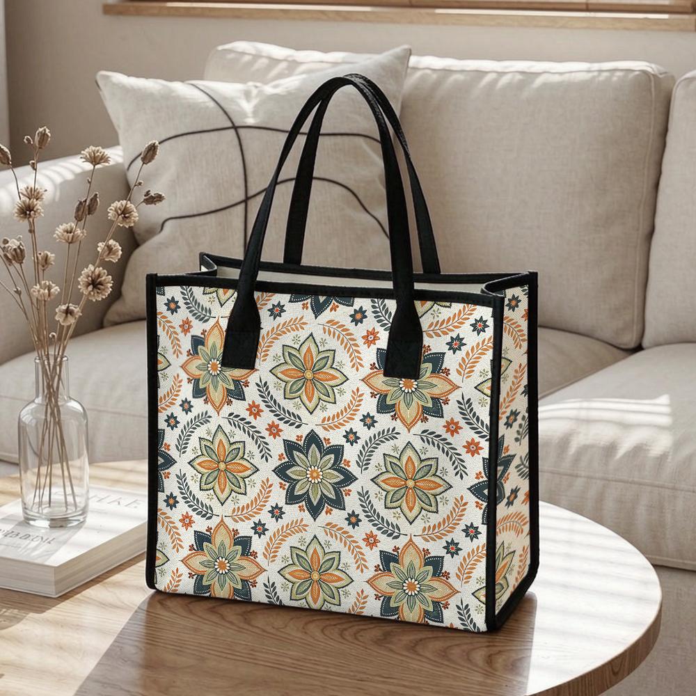 Bohemian Floral Pattern Tote Bag Casual Large Capacity Daily Shoulder Handbag