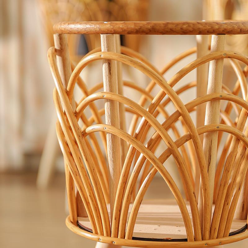 Triangle Floor-Standing Woven Rattan Flower Pot Stand