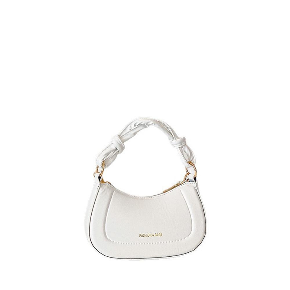 Women Solid Color Knotted Handbag, Korean Style Versatile Shoulder Crossbody Garden Bag No accessories