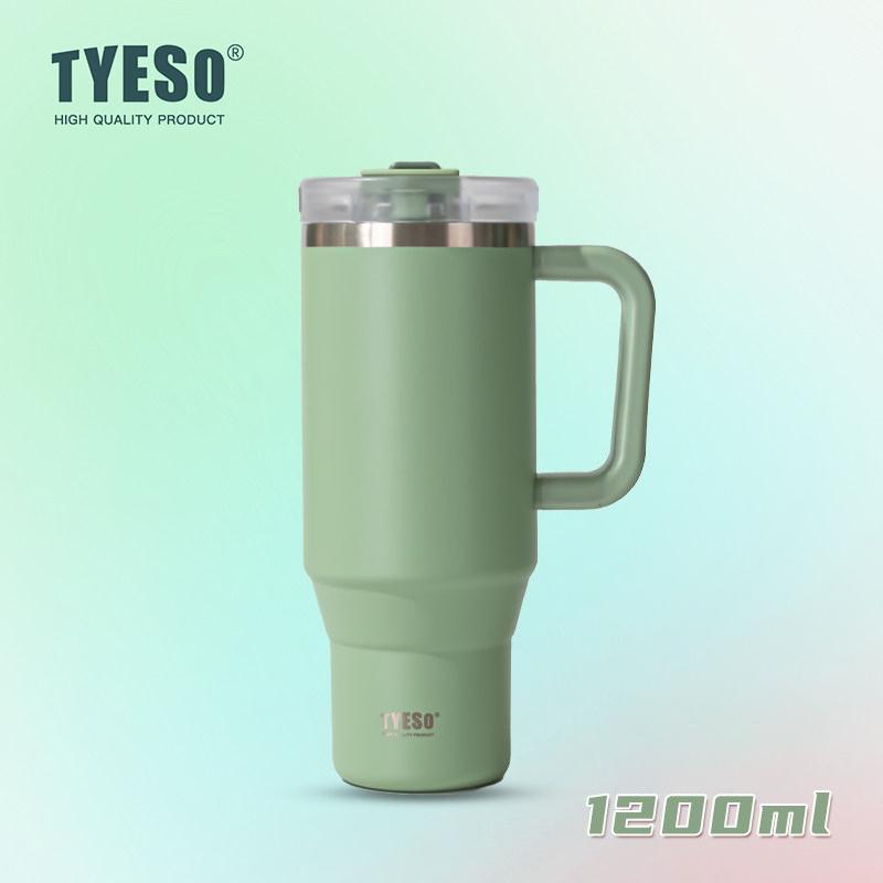 1200ml Tyeso Vacuum With Handle Bottle Stainless Steel Car Mug Straw Thermal Iced Travel Cup Tumbler Hot Cold Water Cup