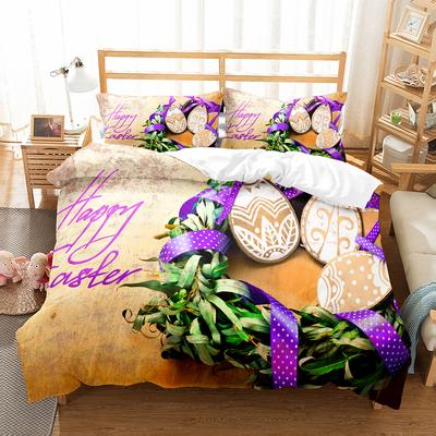 Frohe Ostern Bettbezug Eier Hasenmuster Polyester Bettdecke Bezug Festival Geschenke Für Kinder Jungen Mädchen Bettwäsche Set Mit Kissenbezug