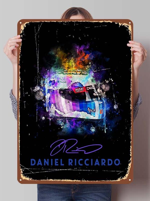 Daniel Ricciardo Plakaty Wyścigowe F1 Metalowe Znaki Dekoracja Wystrój Salonu Mężczyźni Niestandardowe Blaszane Tabliczki do Dekoracji Ścian