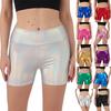 Shorts de Yoga Extensibles Taille Haute pour Femmes Aspect Brillant Shorts de Sport Biker pour Tenue de Sport Danse Course à Pied Vélo