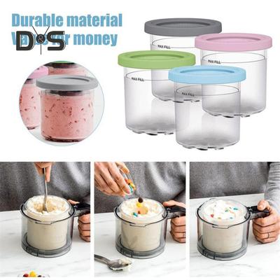 4-teiliger Ersatz-Eisbecher für Cerami Breeze-Behälterbecher, kompatibel mit der NC299AM C300s-Serie Creamy Ninja Breeze-Eismaschine
