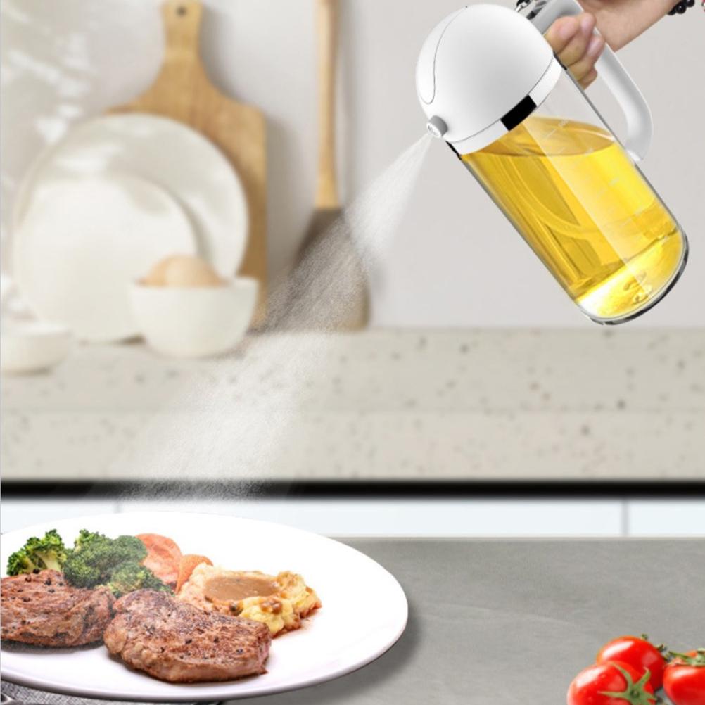 2 In 1 Glass Oil Sprayer Olive Oil Dispenser Press Type Dispenser for Cooking Kitchen Barbecue