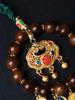 Fuson Red Soil Agarwood Car Pendant with God of Wealth & Peace Lock - Sinking Grade Beads Jewelry