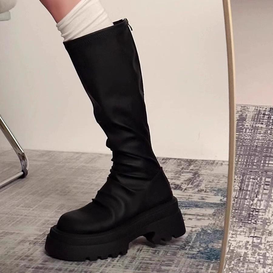 Popular long boots women's 2025 new autumn thin thick-soled knee-high knight boots small long boots