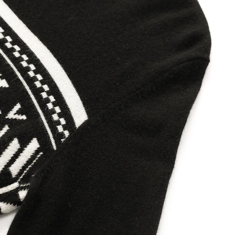 TUHUANG Women's Color Block Jacquard Mock Neck Cashmere Blend Sweater