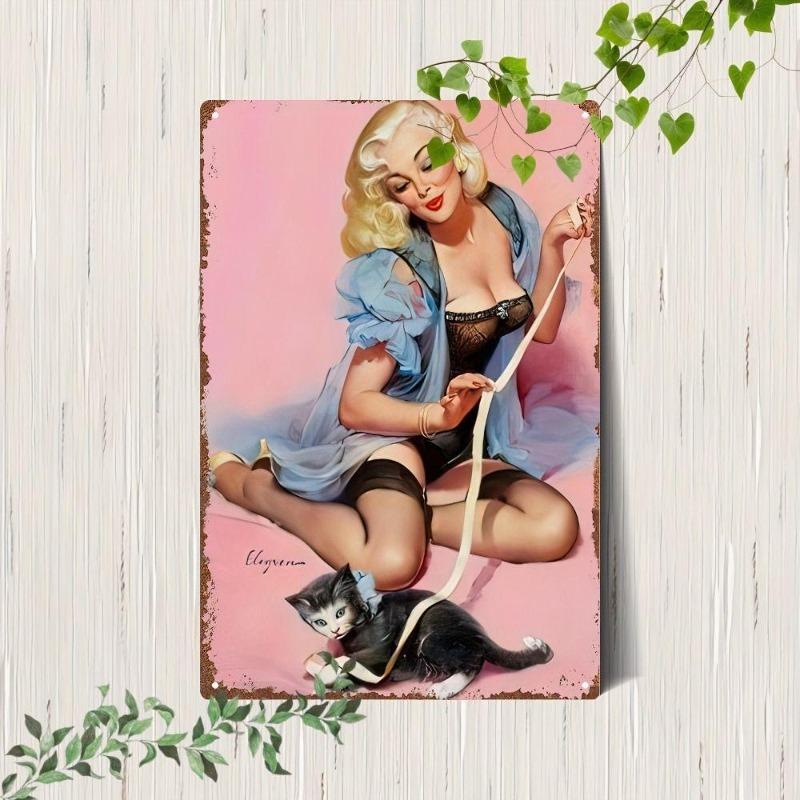 Pin-Up Girl Blechschilder, Garage Werkstatt Metalldekor 20x30cm