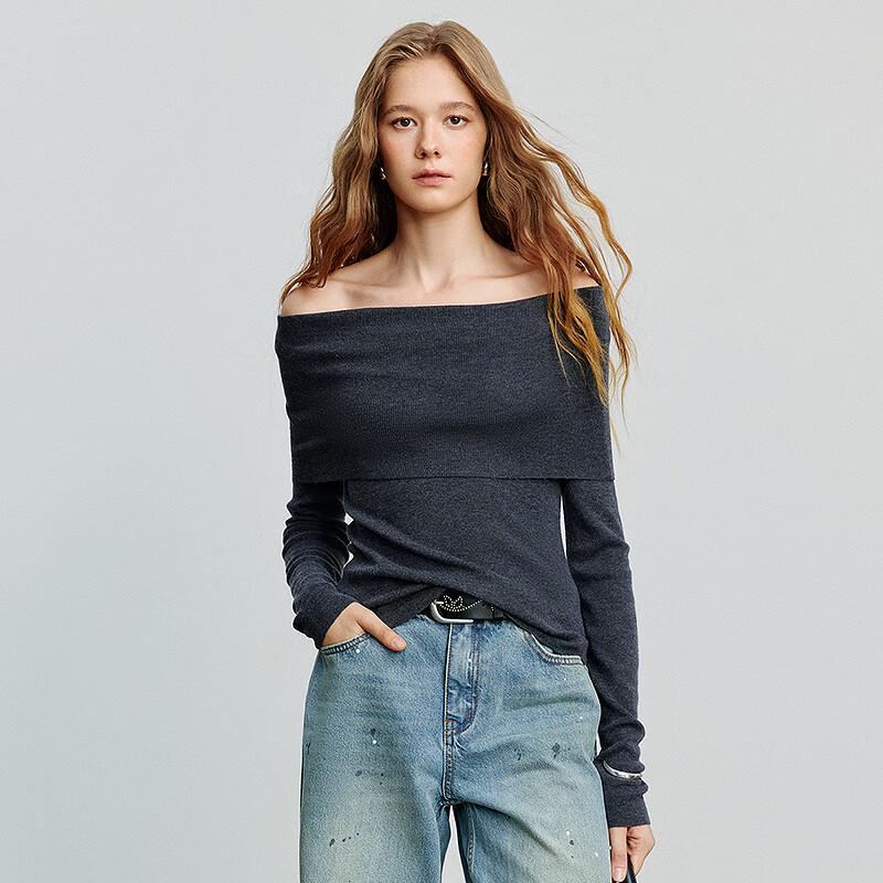 Chuyu Women's Slim-Fit Wool Blend Boat Neck Knit Top