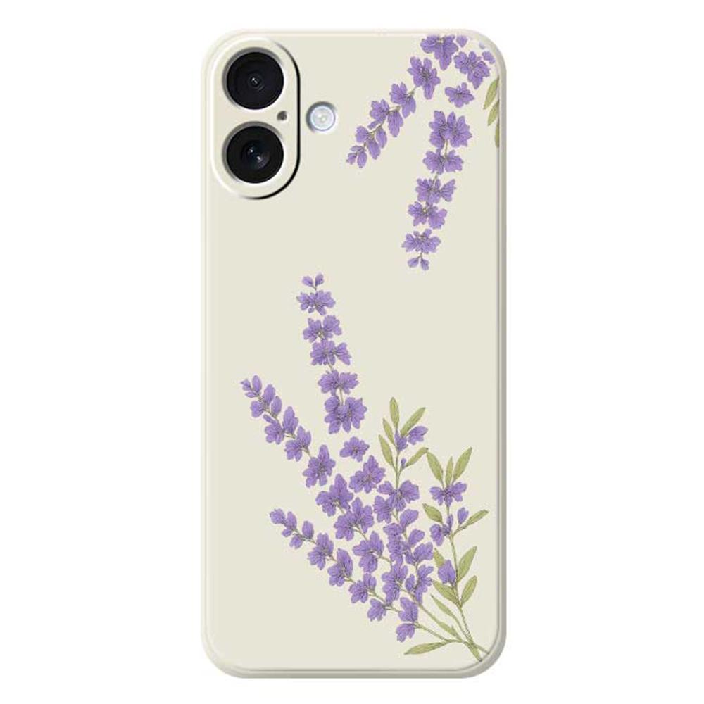 

For iPhone 17 Case Lavender Pattern Printing Straight Edge TPU Phone Back Cover Beige